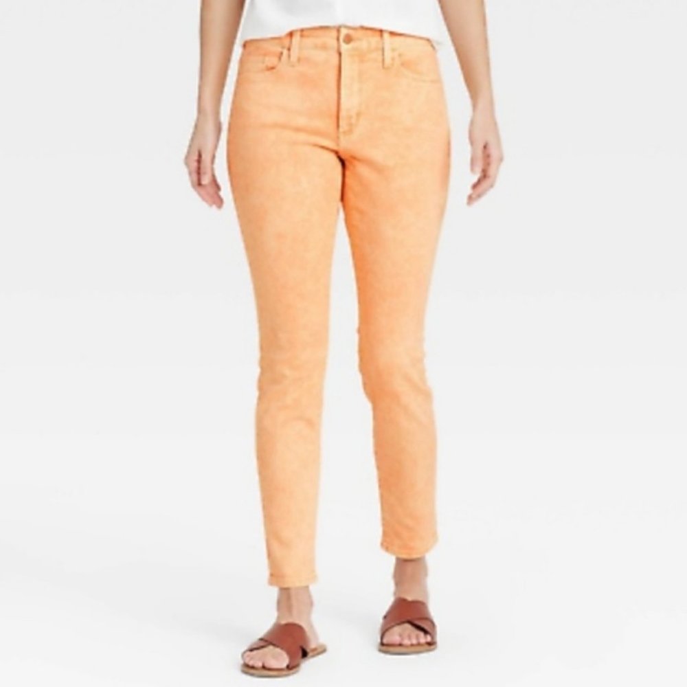 Universal Thread Orange Acid-wash High-rise Stretch Skinny Jeans Size 4/27 NWT